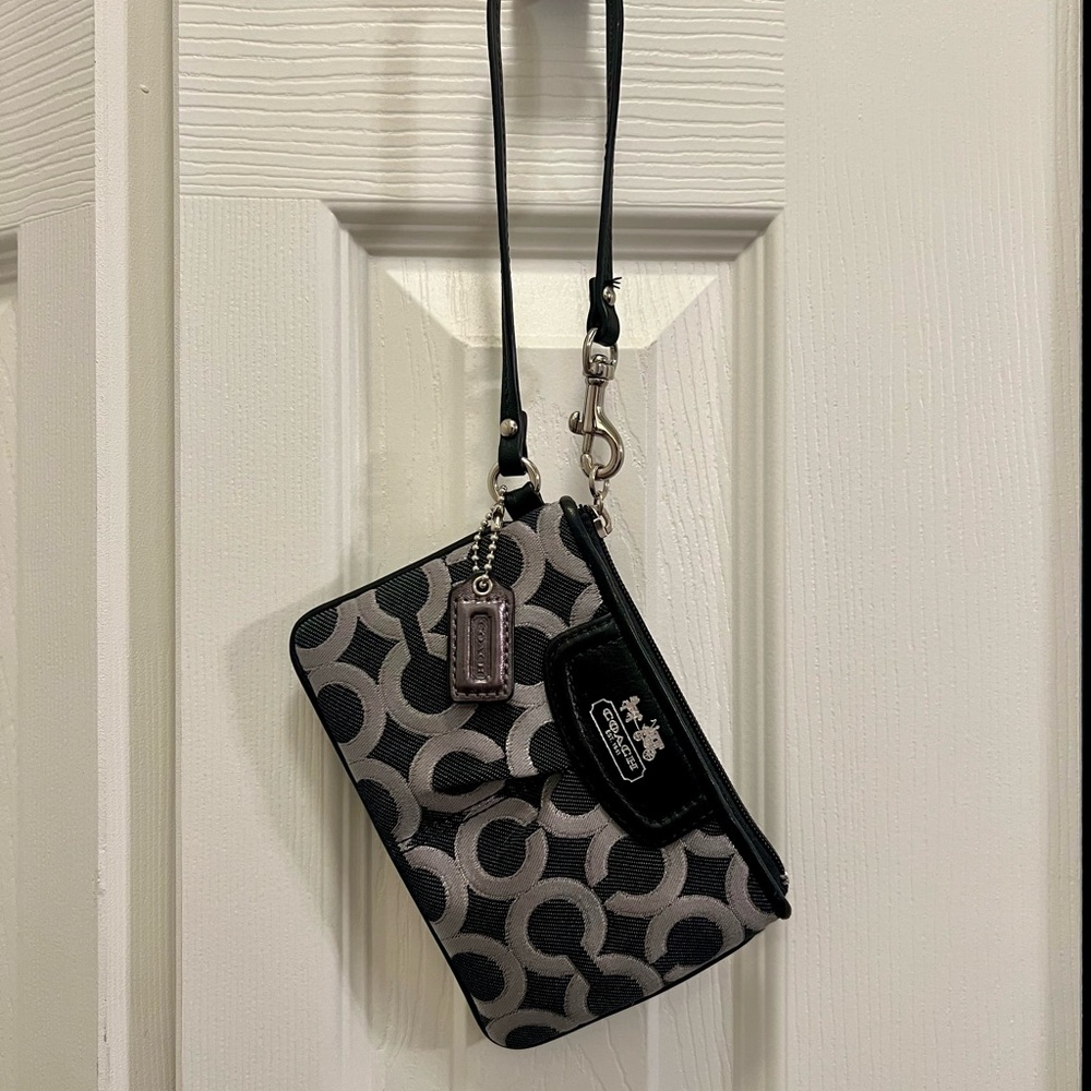 Coach Signature Black and Gray Wristlet